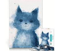 1000 Piece Puzzle For Adults Blue Bliss Kitty Clean Fit Decor, Brain Activity Fun, Cozy Time Play, Festive Leisure Gift (38x26cm)