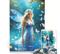 1000 Piece Puzzle For Adults Blue Fairy in Water with Butterflies, Brain Teaser Game, Difficult Hard, Improving Love between Couples 50x75cm