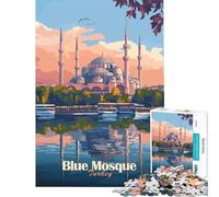 1000 Piece Puzzle For Adults Blue Mosque Turkey for Educational Game Challenge Toy for Educational Game A Work of Art Great Gifts for Games (Size 50x75cm)