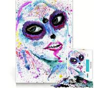 1000 Piece Puzzle For Adults Blue SkullGirl Painting Clean Fit Decor, Brain Activity Fun, Cozy Time Play, Festive Leisure Gift (50x75cm)