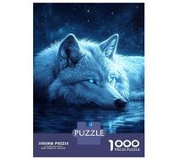 1000-piece Puzzle for Adults Blue Wolf in Starlight Puzzles for Adults Family Games Presents for Women Unique Birthday And Xmas Gifts 70x50cm/1000pcs