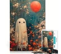 1000 Piece Puzzle For Adults Boho Ghost with Balloon Clean Fit Decor, Brain Activity Fun, Cozy Time Play, Festive Leisure Gift (50x75cm)