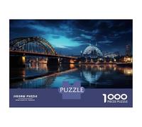 1000 Piece Puzzle For Adults Bridge Over River at Night Adult Jigsaw Puzzle Relaxing Games Birthday Present Deal As Gifts for The Whole Family 52x38cm/1000pcs