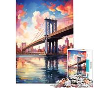 1000-piece Puzzle for Adults Brooklyn Brigde Painting Educational Challenge Presents for Women Hands-on Game for Ages 14 And over (50X75CM)