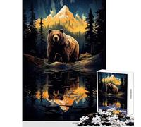 1000 Piece Puzzle For Adults Brown Bear Grizzly Nature Educational Toy Art Work Gift Family Games with Matching Poster And Trivia Sheet Size 38x26cm