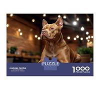 1000-piece Puzzle for Adults Brown Pitbull Dog Posing Indoors Puzzles for Adults Toy Wall Decor Home Decoration Unique Birthday And Xmas Gifts 38x26cm/1000pcs