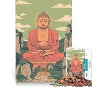 1000 Piece Puzzle For Adults Buddha Between Mountains Clean Cut Piece Thinking Skill Game Calm Time Fun Xmas Scene Art (50x75cm)