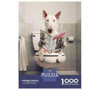 1000 Piece Puzzle for Adults, Bull Terrier on The Toilet Artwork, Relaxing Puzzle Experience, for Puzzle Lovers, Pieces, 70x50cm/1000pcs