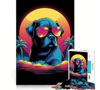 1000 Piece Puzzle For Adults Bulldog Miami Vice Style Clean Cut Piece Thinking Skill Game Calm Time Fun Xmas Scene Art (50x75cm)