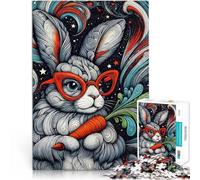 1000 Piece Puzzle For Adults Bunny in Space Made of cardboard,for age 14+ with completely interconnected pieces of random shape A work of art。size:26x38cm/10.24x14.96inch