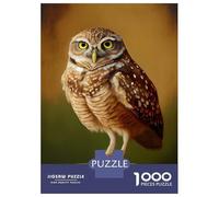 1000 Piece Puzzle for Adults, Burrowing Owl Artwork, Mindfulness Activity, Festive Season Fun, Precision Cut Pieces, 38x26cm/1000pcs