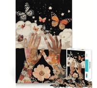 1000 Piece Puzzle For Adults Butterflies And Hands Clean Cut Piece Thinking Skill Game Calm Time Fun Xmas Scene Art (38x52cm)