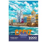 1000 Piece Puzzle for Adults, Cadiz Spain Travel Artwork, Creative Leisure Activity, Seasonal Gift Choice, Precision Cut Pieces, 52x38cm/1000pcs