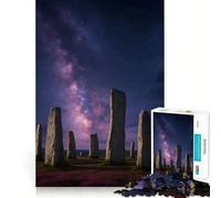1000 Piece Puzzle For Adults Callanish Stones Under Milky Way Clean Cut Piece Thinking Skill Game Calm Time Fun Xmas Scene Art (38x26cm)