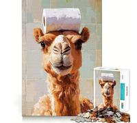 1000 Piece Puzzle For Adults Camel with Toilet Paper on Head Clean Cut Piece Thinking Skill Game Calm Time Fun Xmas Scene Art (38x52cm)