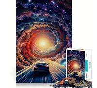 1000 Piece Puzzle For Adults Car Driving Through Galaxy Clean Cut Piece Thinking Skill Game Calm Time Fun Xmas Scene Art (38x26cm)