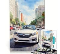 1000 Piece Puzzle For Adults Car Watercolor Clean Cut Piece Thinking Skill Game Calm Time Fun Xmas Scene Art (38x26cm)