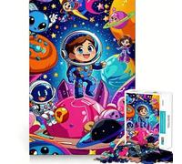 1000 Piece Puzzle For Adults Cartoon Astronauts Space Clean Cut Piece Thinking Skill Game Calm Time Fun Xmas Scene Art (38x52cm)