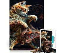 1000 Piece Puzzle For Adults Cat Dancing Clean Cut Piece Thinking Skill Game Calm Time Fun Xmas Scene Art (38x52cm)