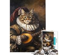 1000 Piece Puzzle For Adults Cat Musician Portrait Jigsaws for Adults Hands-on Game Perfect Decoration Deal As Gifts for The Whole Family (Size 75x50cm)