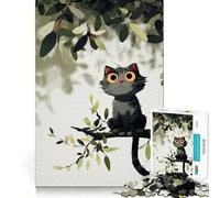 1000 Piece Puzzle For Adults Cat on A Branch Illustration Smooth Joint Fun Logic Puzzle Play Casual Game Time Xmas Scene Art (50x75cm)