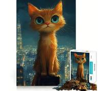 1000-piece Puzzle for Adults Cat on City Rooftop Premium Cut Fun Brain Boosting Play Chill Game Play Christmas Calm Gift (50x75cm)