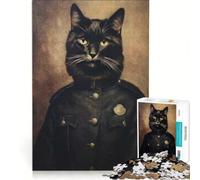 1000 Piece Puzzle For Adults Cat Police, Educational Game, Difficult Challenge, Enhance Love between Couples 38x52cm