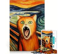 1000 Piece Puzzle For Adults Cat Scream Paintings Accurate Joint Fun Mental Skill Game Peace Time Play Xmas Art Gift (38x52cm)