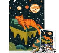 1000-piece Puzzle for Adults Cat Sleeping in Space Puzzles for Teenagers Staycation Kill Time Help The Brain Exercise Unique Birthday And Gifts (38x26cm)
