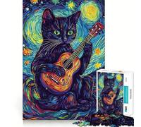 1000 Piece Puzzle For Adults Cat's Melody Under Stars Accurate Joint Fun Mental Skill Game Peace Time Play Xmas Art Gift (38x52cm)