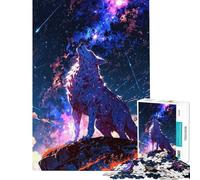 1000 Piece Puzzle For Adults Celestial Wolf Howling Beneath The Stars Jigsaws for Adults Hands-on Game Perfect Decoration Deal As Gifts for The Whole Family (Size 38x52cm)