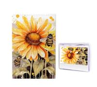 1000 Piece Puzzle for Adults - Challenging Puzzle Personalized Photo Puzzles Wooden Puzzles Blackboard Bees Sunflowers Jigsaw Puzzle Ideal Gift for Birthdays, Weddings, 29.5" x 19.7"