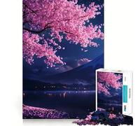 1000 Piece Puzzle For Adults Cherry Blossom Night Accurate Joint Fun Mental Skill Game Peace Time Play Xmas Art Gift (38x26cm)