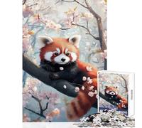 1000-piece Puzzle for Adults Cherry Blossom Red Panda- Enjoyable Group Leisure Activity Special Festive Holiday Surprise Gifts (38X26cm)