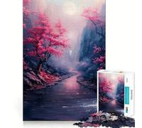 1000 Piece Puzzle For Adults Cherry Blossom Rivers Accurate Joint Fun Mental Skill Game Peace Time Play Xmas Art Gift (38x26cm)