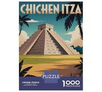 1000 Piece Puzzle for Adults, Chichen Itza Travel Artwork, Mindfulness Activity, Seasonal Gift Choice, Precision Cut Pieces, 52x38cm/1000pcs