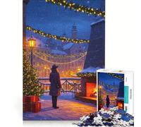1000 Piece Puzzle For Adults Christmas Eve in A Snowy Town, Brain Teaser Game, Difficult Hard, Improving Love between Couples 50x75cm