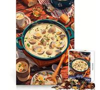 1000-piece Puzzle for Adults Clam Chowder Feast Neat Fit Decor Mental Exercise Fun Peace Game Play Festive Leisure Gift (38x26cm)