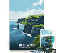 1000 Piece Puzzle For Adults Cliffs of Moher Ireland Smooth Joint Fun Logic Puzzle Play Casual Game Time Xmas Scene Art (38x52cm)