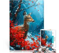 1000 Piece Puzzle For Adults Cold Deer in Cherry Tree Brain intelligence challenge addictive toys Unique Birthday and Gifts 50x70cm