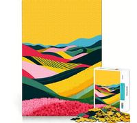 1000-piece Puzzle for Adults Colorful Contrast Landscape Minimalist Art Illustration Premium Cut Fun Brain Boosting Play Chill Game Play Christmas Calm Gift (50x75cm)