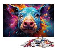 1000 Piece Puzzle for Adults Colorful Cute Pig Jigsaw for Educational Game Challenge Toy Artwork Gift 1000 PCS(38x26cm)