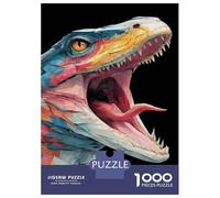 1000 Piece Puzzle for Adults, Colorful Dinosaur Head with Open Mouth Artwork, Stress Relief Activity, Winter Indoor Entertainment, Precision Cut Pieces, 70x50cm/1000pcs