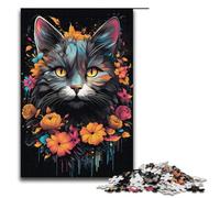 1000 Piece Puzzle For Adults Colorful Fantasy Flowers And Cats Game Puzzles for Is Ideal As A Gift for The Whole Family1000 PCS(38x26cm)