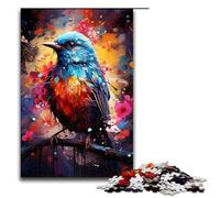 1000 Piece Puzzle For Adults Colorful Psychedelia of Cute Little Bluebird Game Puzzles for Is Ideal As A Gift for The Whole Family 75x50cm