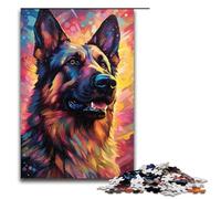 1000 Piece Puzzle For Adults Colorful Psychedelic German Shepherd Dog Game Puzzles for Is Ideal As A Gift for The Whole Family 1000 PCS(75x50cm)