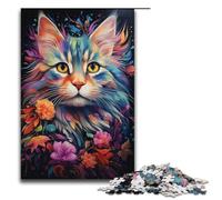 1000 Piece Puzzle For Adults Colorful Psychedelic Painting of Siberian Cat Game Puzzles for Is Ideal As A Gift for The Whole Family 1000 PCS(38x26cm)