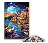 1000 Piece Puzzle For Adults Colorful Psychedelic Scene in The Holy Wooden Port of Greece Game Puzzles for Is Ideal As A Gift for The Whole Family 1000 PCS(38x26cm)
