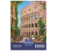 1000-piece Puzzle for Adults Colosseum Cafe Scene in Rome Jigsaw for Adults Anti-Stress Toys Difficult Challenge Unique Birthday And Xmas Gifts 70x50cm/1000pcs