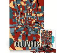 1000-piece Puzzle for Adults Columbus Ohio City Map Fine Joint Fun Smart Challenge Fun Quiet Game Time Birthday Hobby Gift (50x75cm)